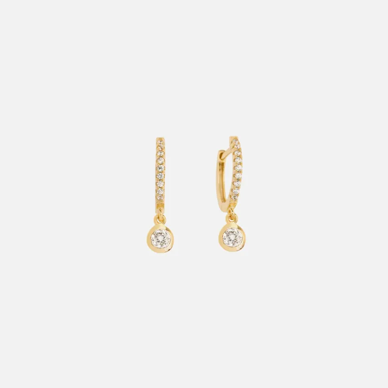 SHASHI Bezel Pave Huggie - Gold sold by Kith