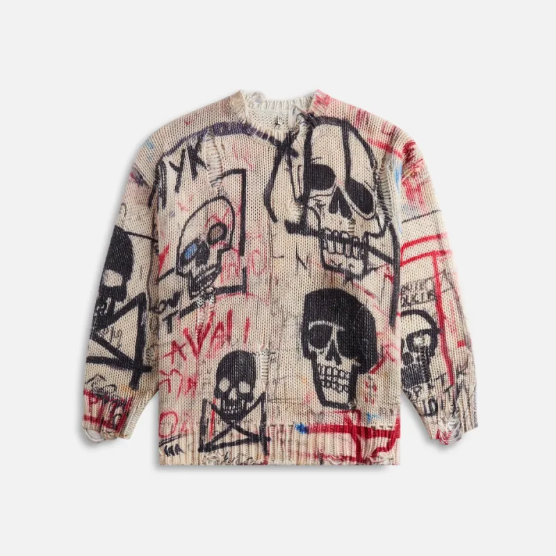 R13 Printed Oversized Sweater - Skull Graffiti Print sold by Kith