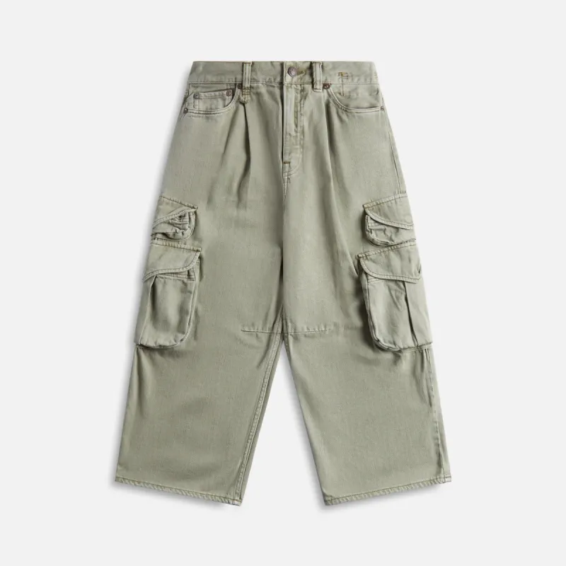 R13 Cropped Multi Pocket Cargo Jeans - Olive Green Garment sold by Kith