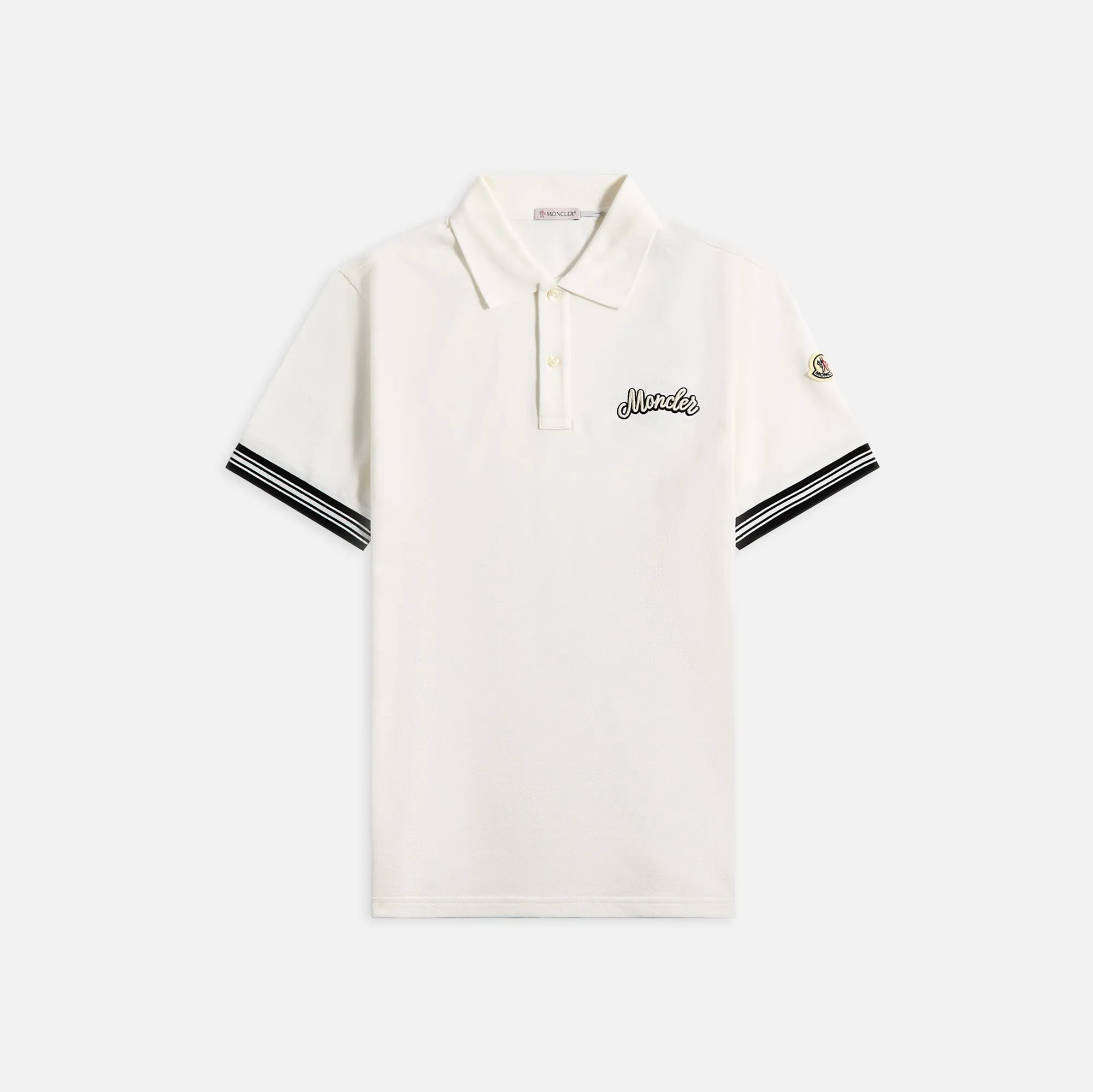 Moncler Cotton Pique Short Sleeve Polo - White sold by Kith
