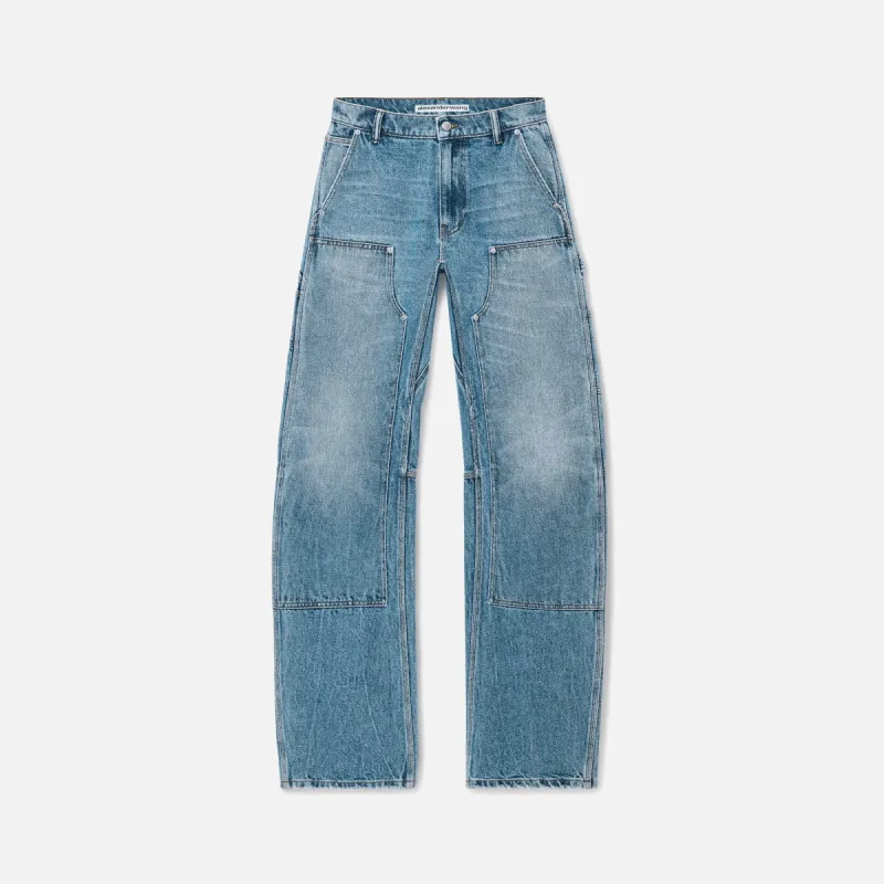 Alexander Wang High Waisted Bowed Carpenter Pant Crystal Pattern - Worn Indigo sold by Kith