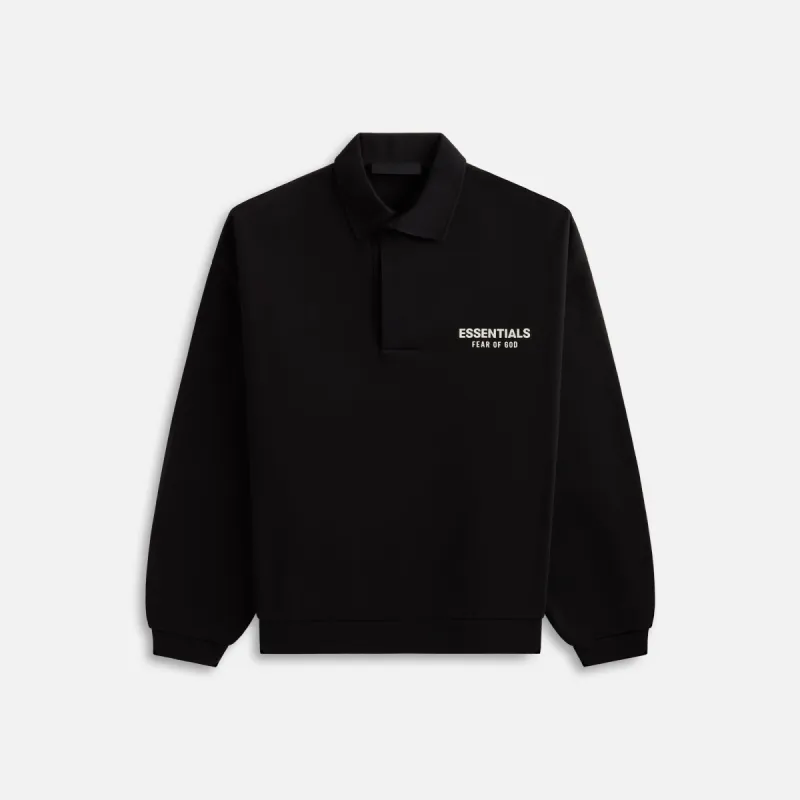 Essentials Fleece Polo - Black sold by Kith