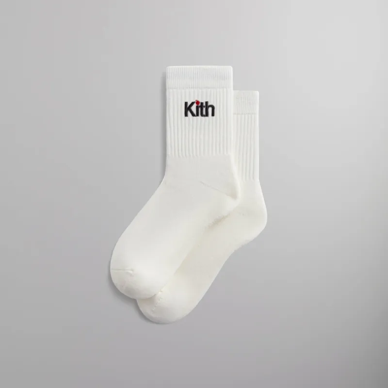 Kith Apple Mid Crew Sock - White sold by Kith