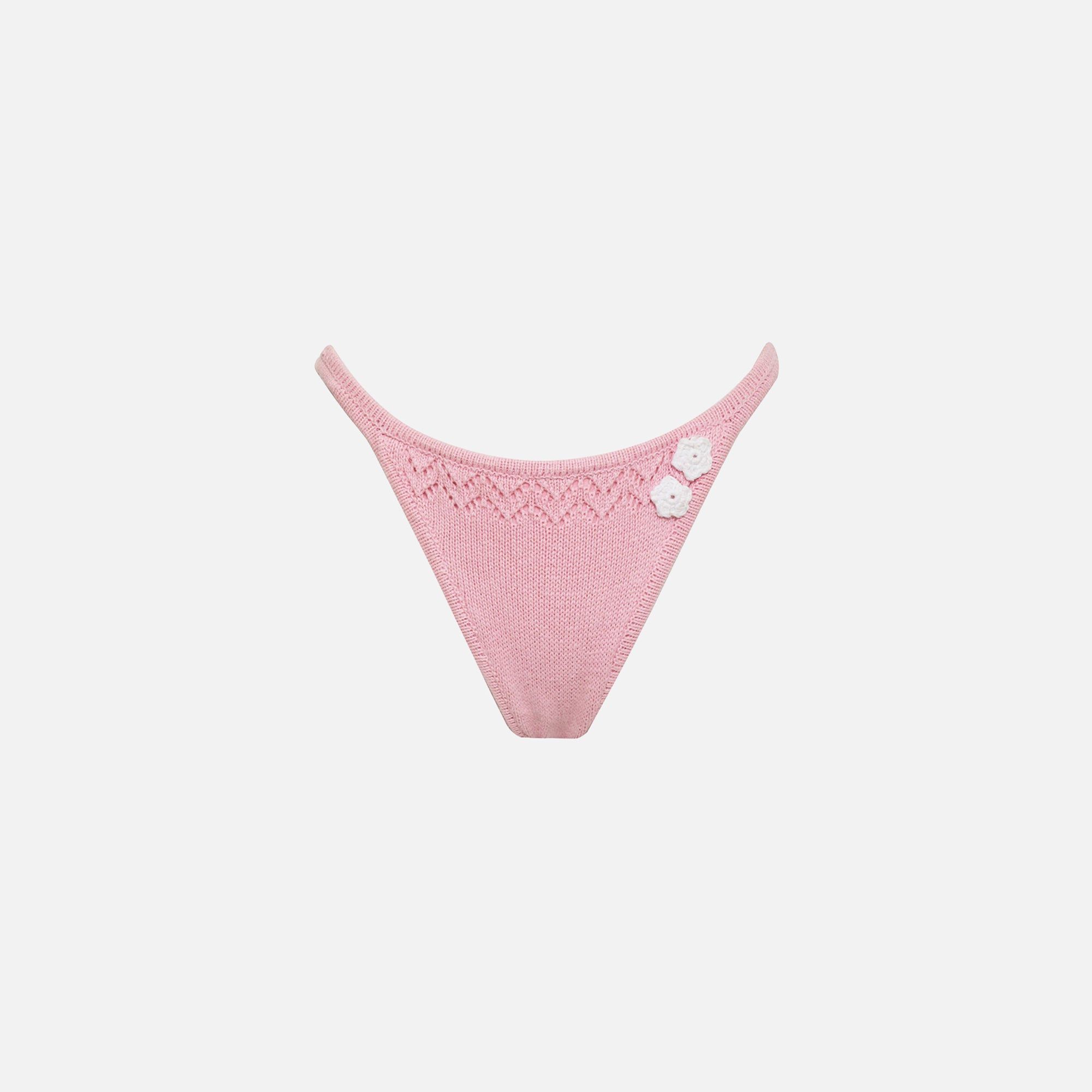 Frankies Bikinis x GUIZIO Tide Knit Bottom in Slipper Pink sold by Kith