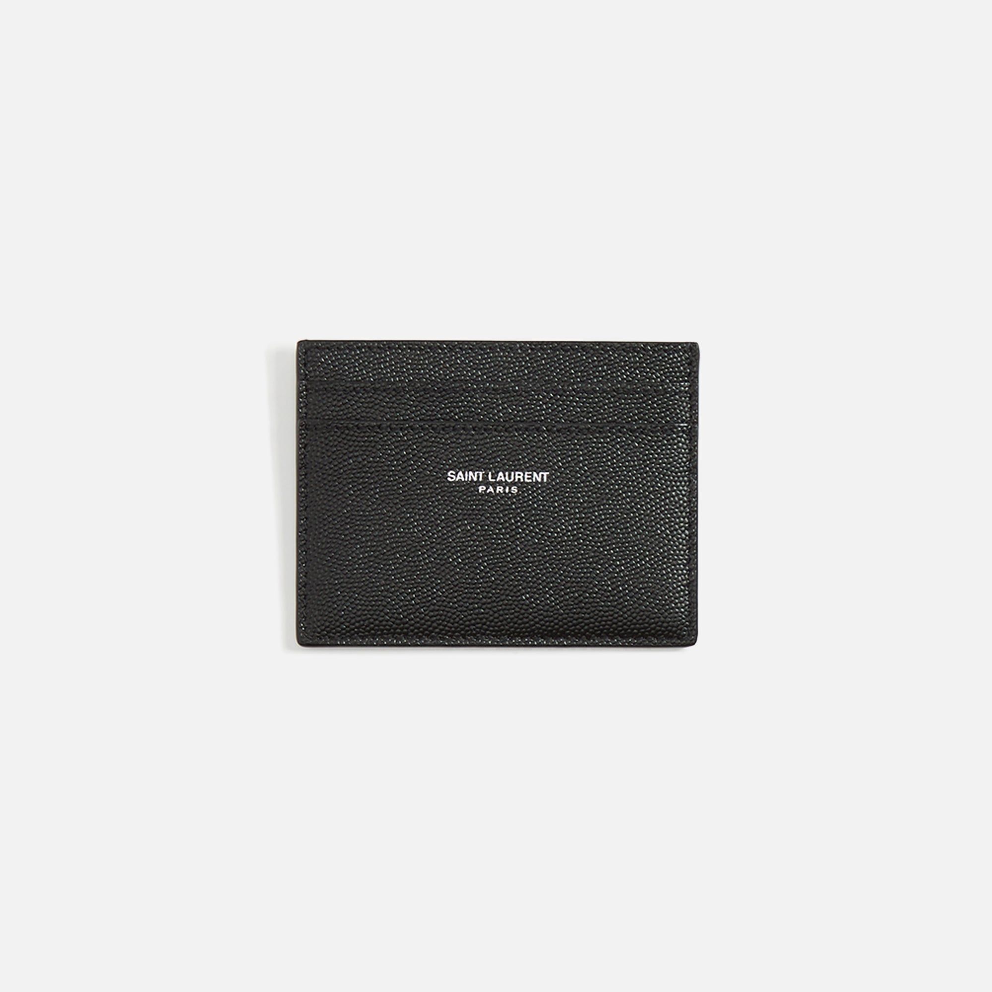 Saint Laurent YSL Calfskin Credit Card Case - Black sold by Kith