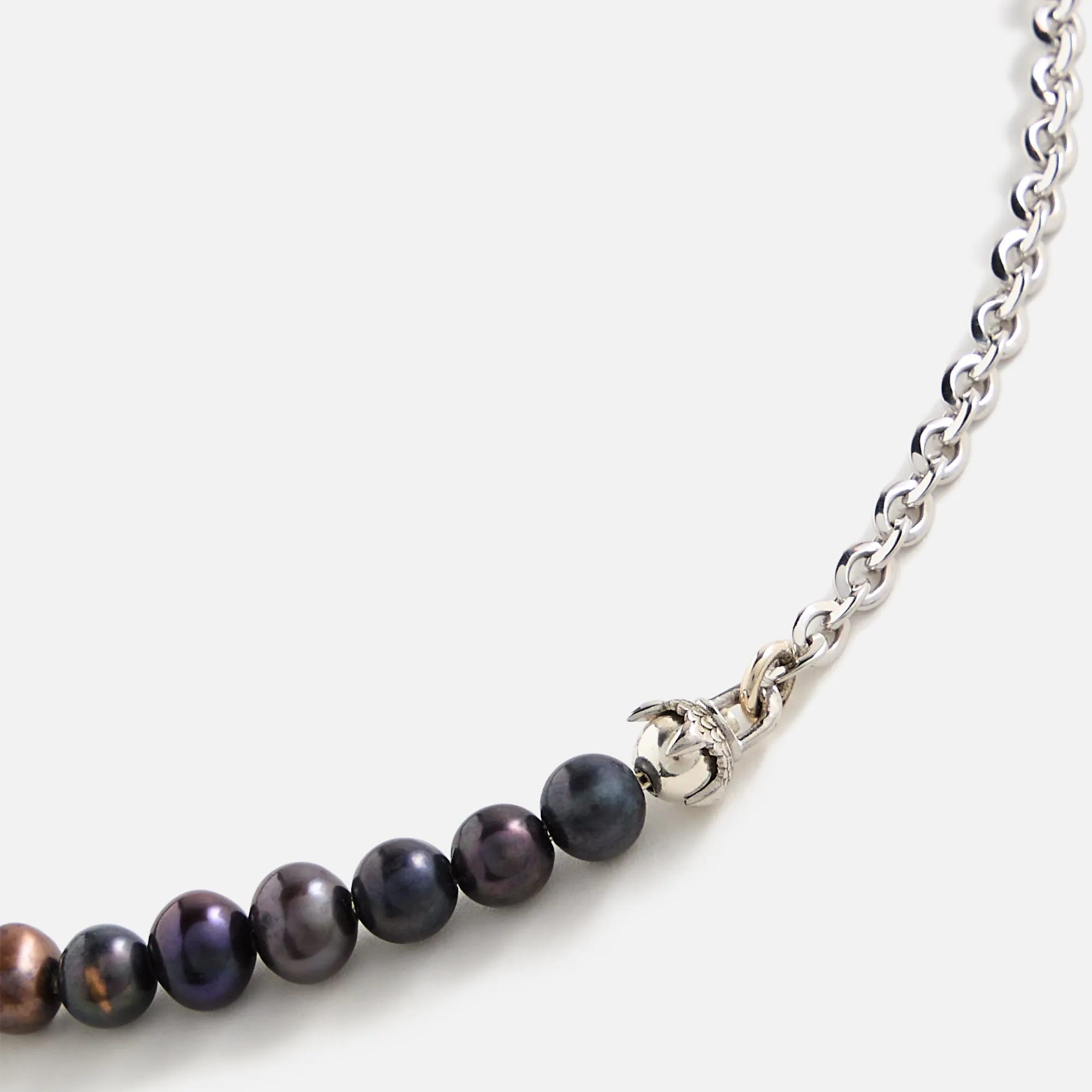 Emanuele Bicocchi Half Chain and Black Pearls Necklace (Small) - Silver / Black sold by Kith product image thumbnail 2