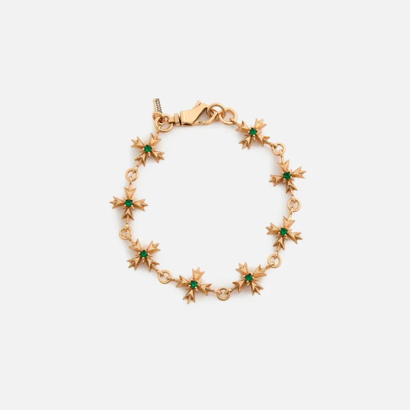 Emanuele Bicocchi Green Zirconia Crest Bracelet - Gold sold by Kith