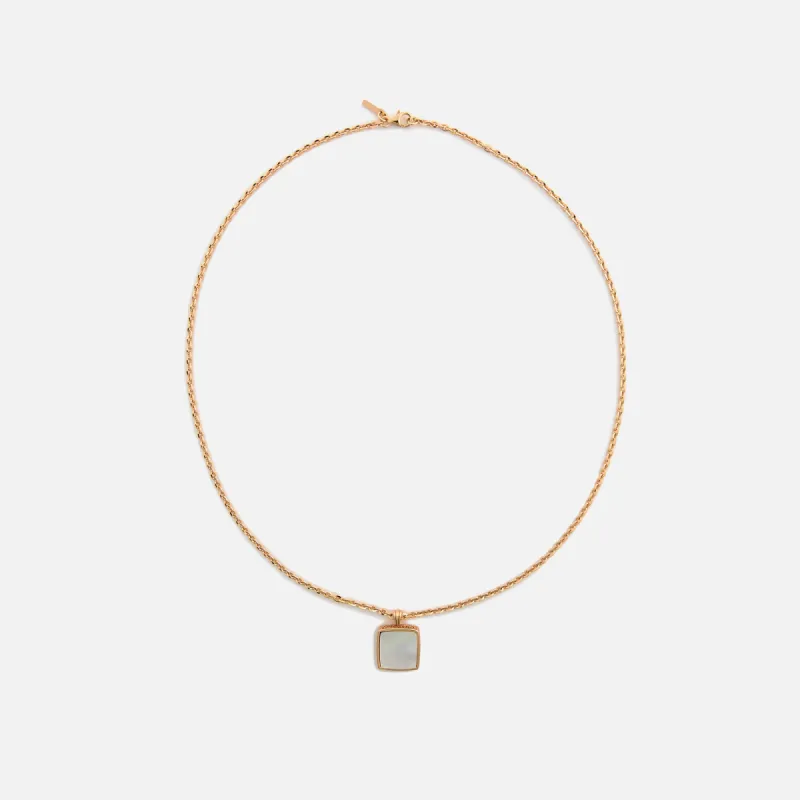 Emanuele Bicocchi Gold Square Mother of Pearl Amulet Necklace - Gold sold by Kith