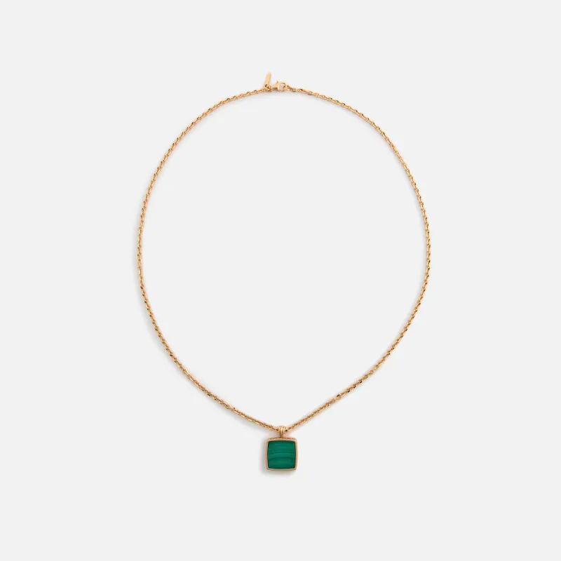 Emanuele Bicocchi Gold Square Malachite Amulet Necklace - Gold sold by Kith
