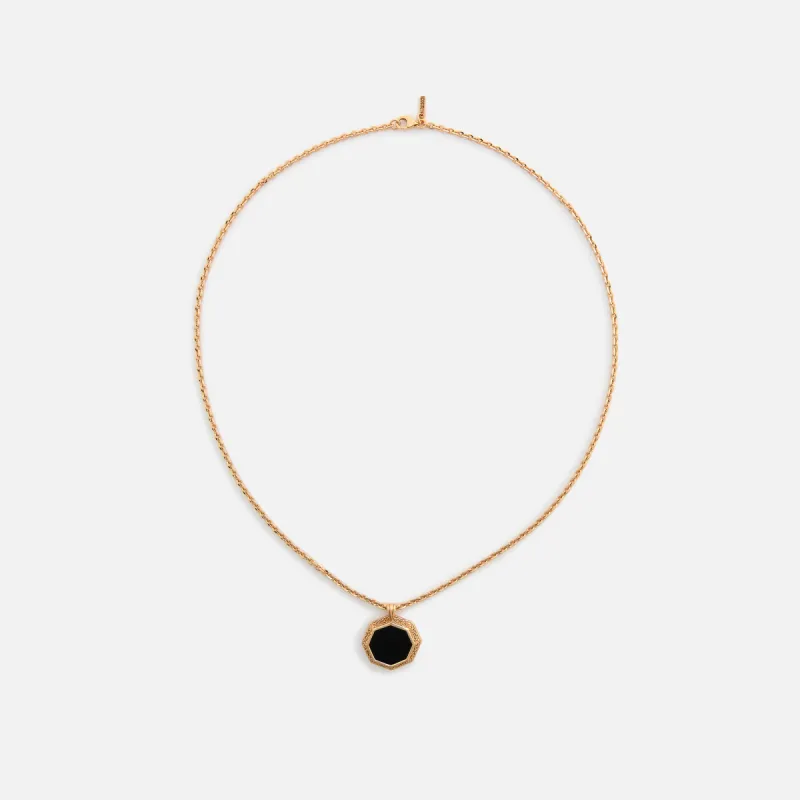 Emanuele Bicocchi Gold Octagon Onyx Amulet Necklace - Gold sold by Kith