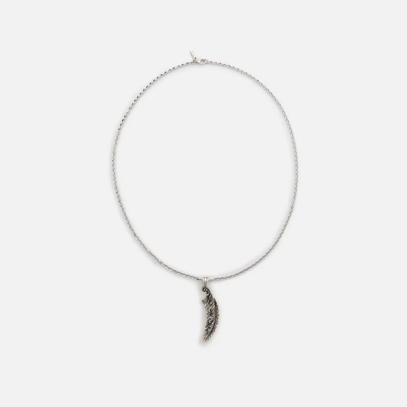 Emanuele Bicocchi Feather Pendant Necklace - Silver sold by Kith