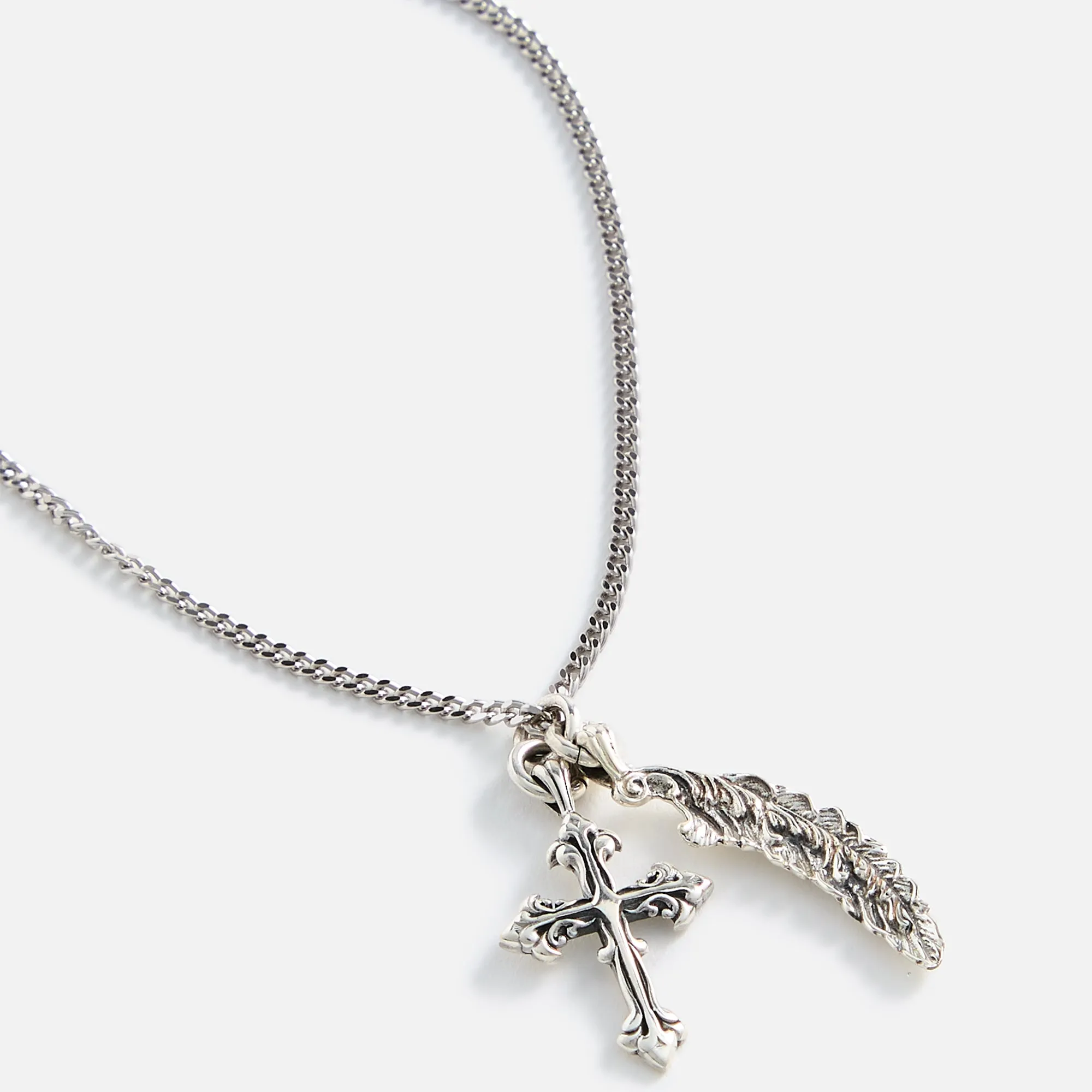 Emanuele Bicocchi Avelli Cross + Feather Pendant Necklace - Silver sold by Kith product image thumbnail 2