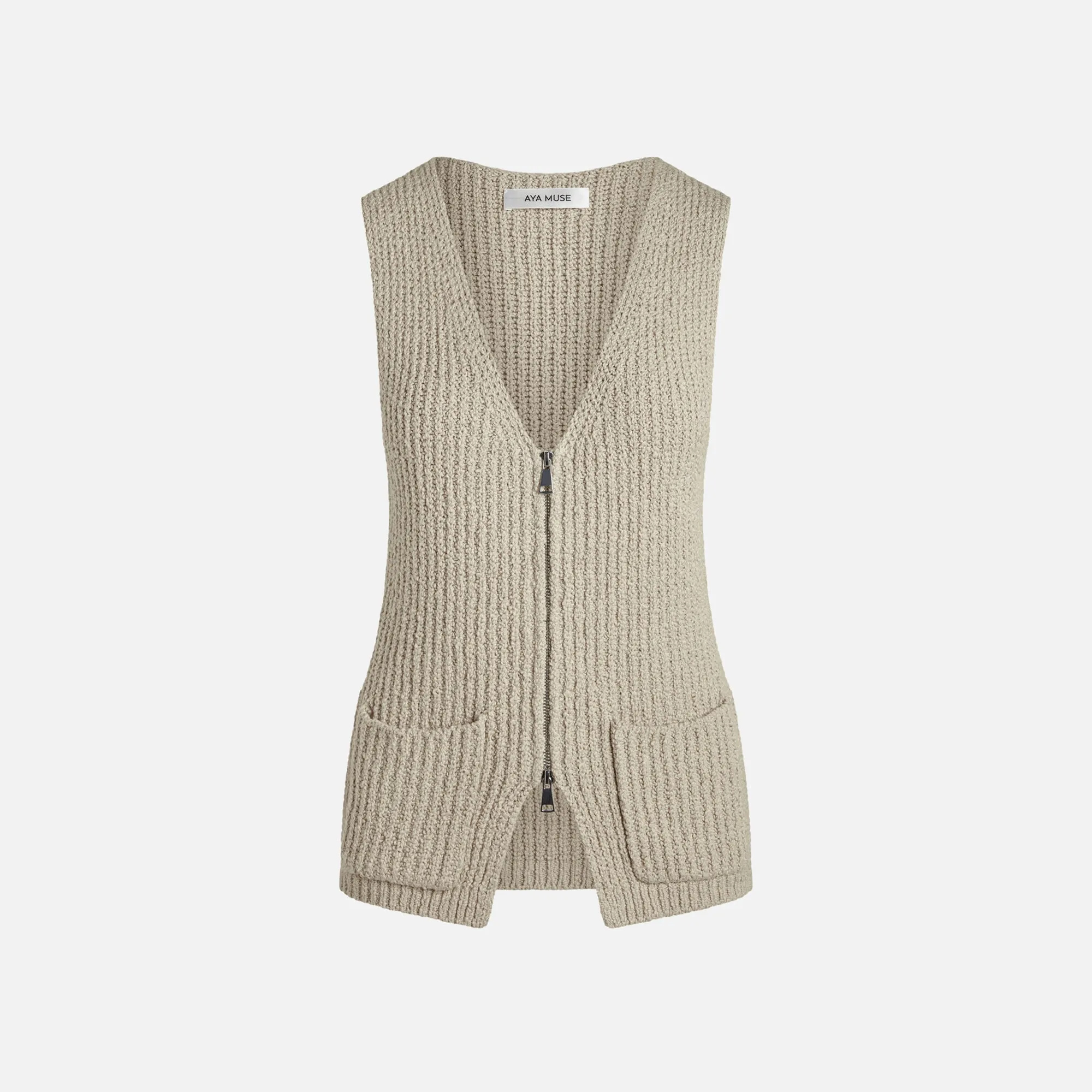 Aya Muse Cae Knit Cotton Vest - Beige sold by Kith