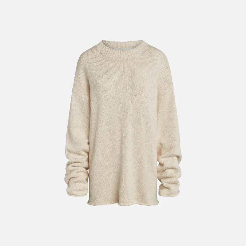 Aya Muse Beige Vintage Crewneck Sweater - Cream sold by Kith