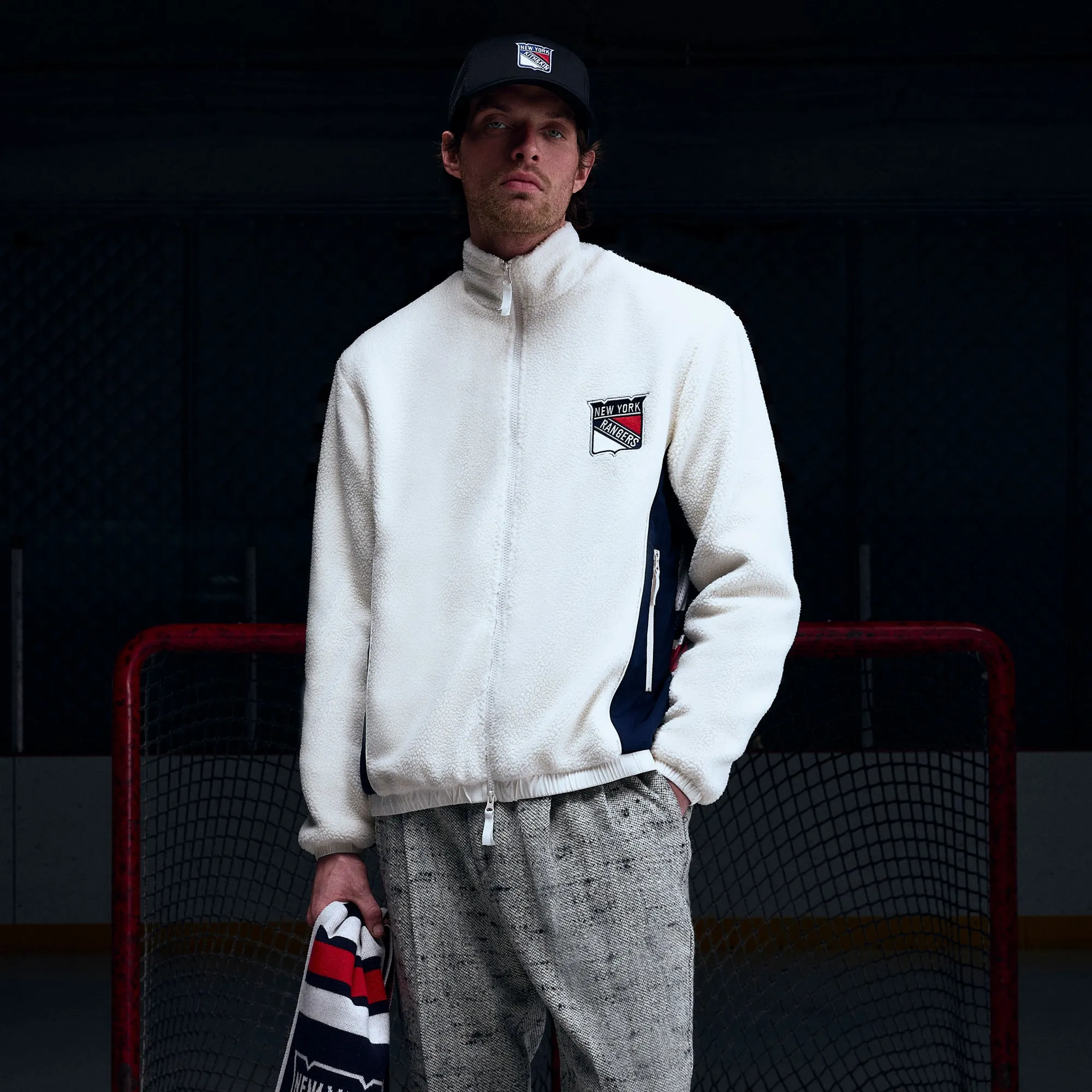Kith for the New York Rangers Polar Fleece Full Zip - Sandrift sold by Kith product image thumbnail 3