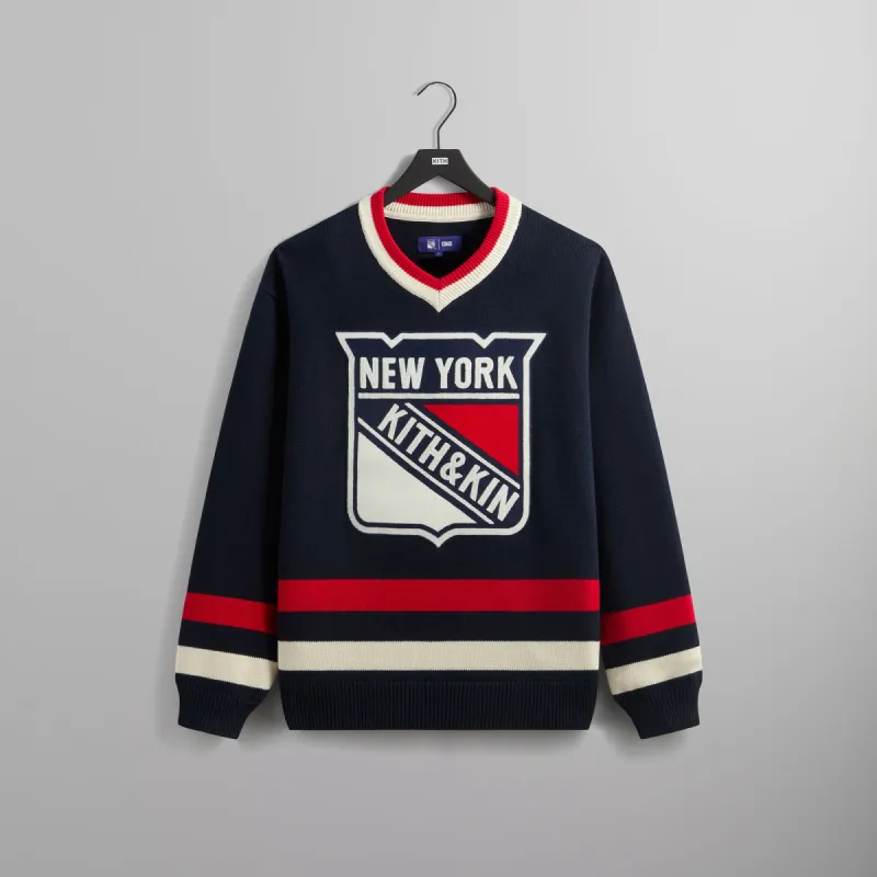 Kith for the New York Rangers V-Neck Lewis Sweater - Nocturnal sold by Kith