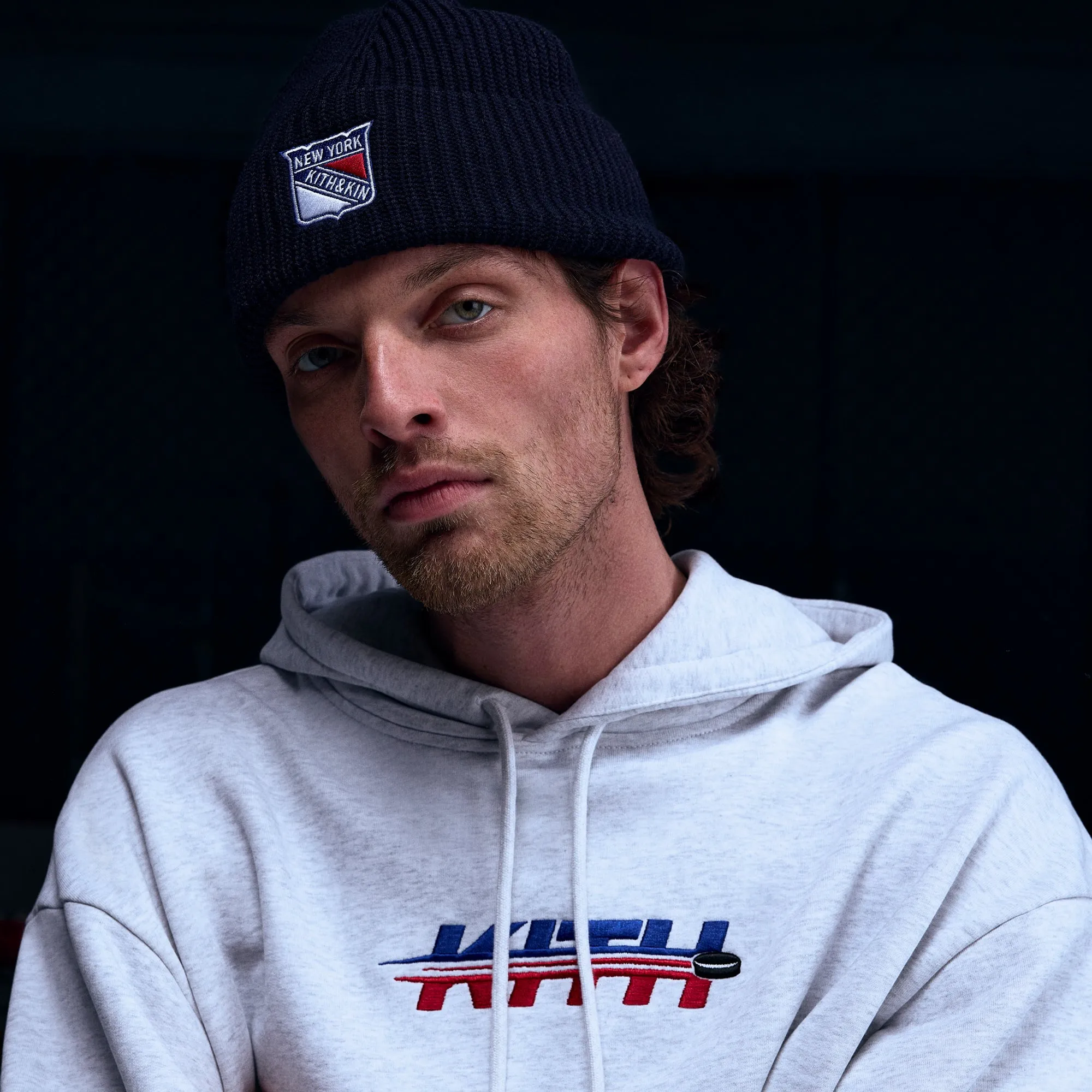 Kith for the New York Rangers Hat Trick Nelson Hoodie - Light Heather Grey sold by Kith product image thumbnail 3