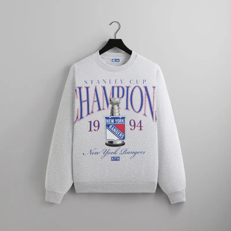 Kith for the New York Rangers Champions Nelson Crewneck - Light Heather Grey sold by Kith