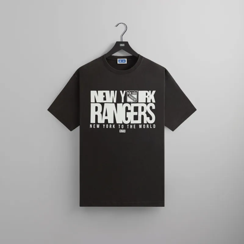 Kith for the New York Rangers New York To The World Vintage Tee - Black sold by Kith