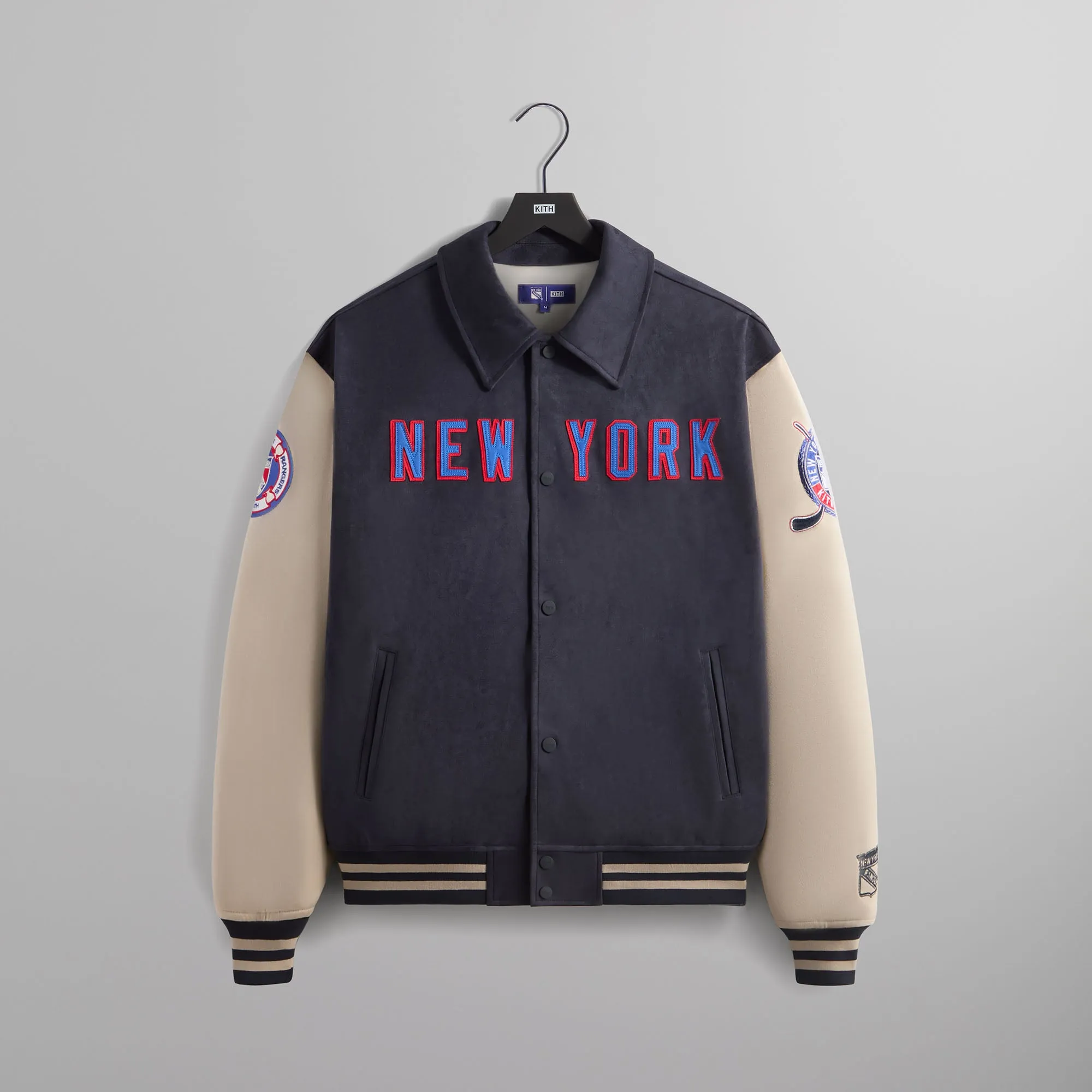 Kith for the New York Rangers Faux Suede Lamont Coaches Jacket - Nocturnal sold by Kith