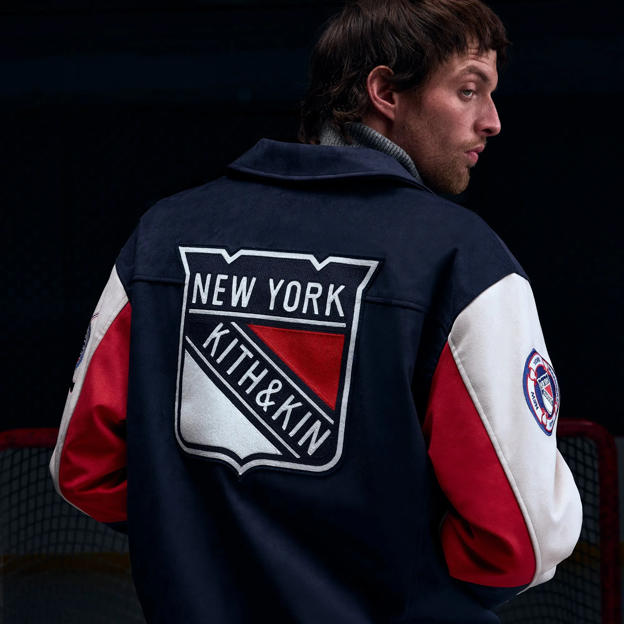 Kith for the New York Rangers Faux Suede Lamont Coaches Jacket - Nocturnal sold by Kith product image thumbnail 3