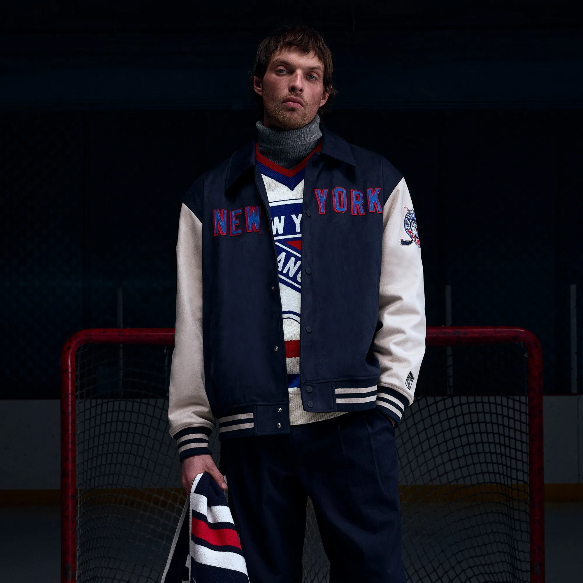 Kith for the New York Rangers Faux Suede Lamont Coaches Jacket - Nocturnal sold by Kith product image thumbnail 2