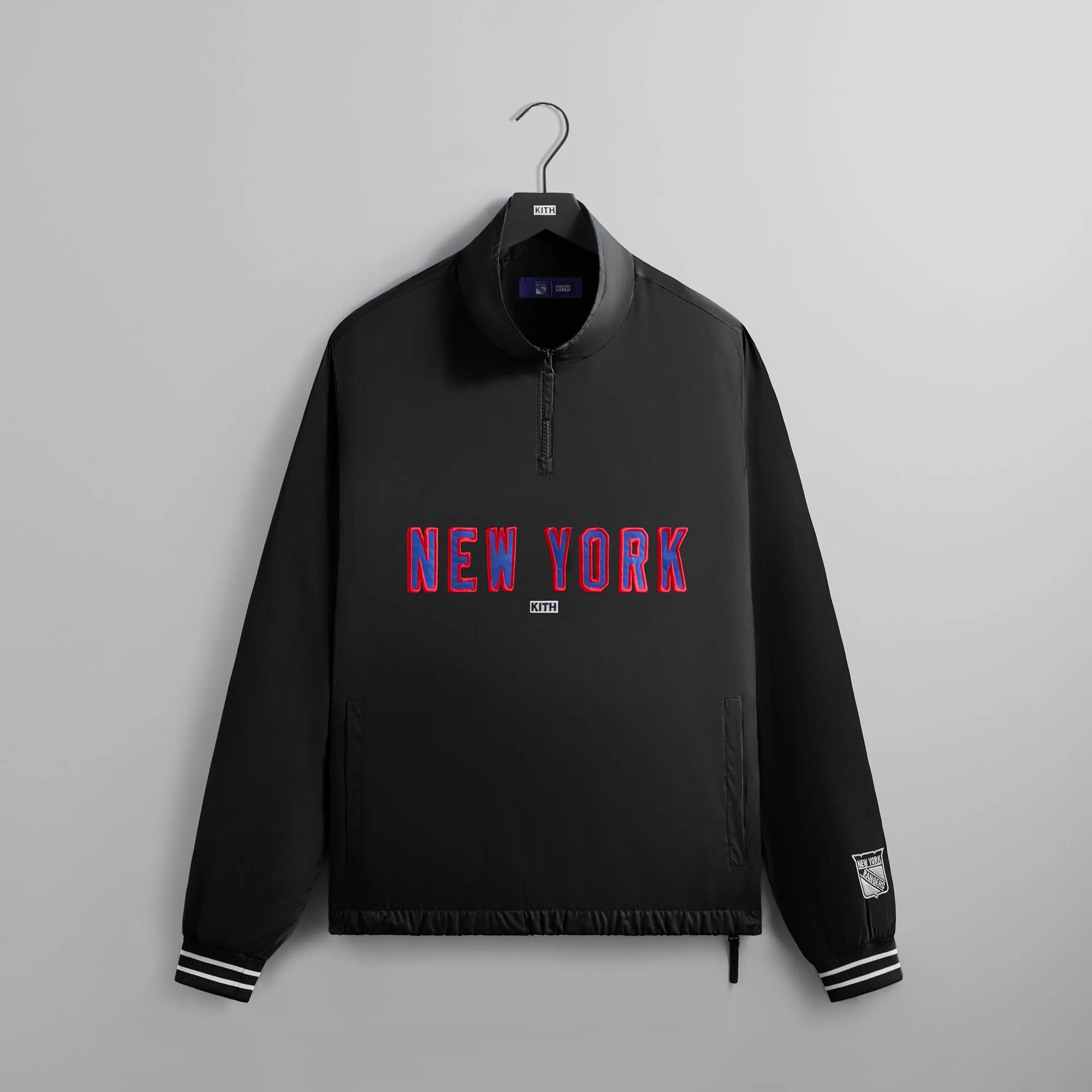 Kith for the New York Rangers Nylon Quarter Zip - Black sold by Kith