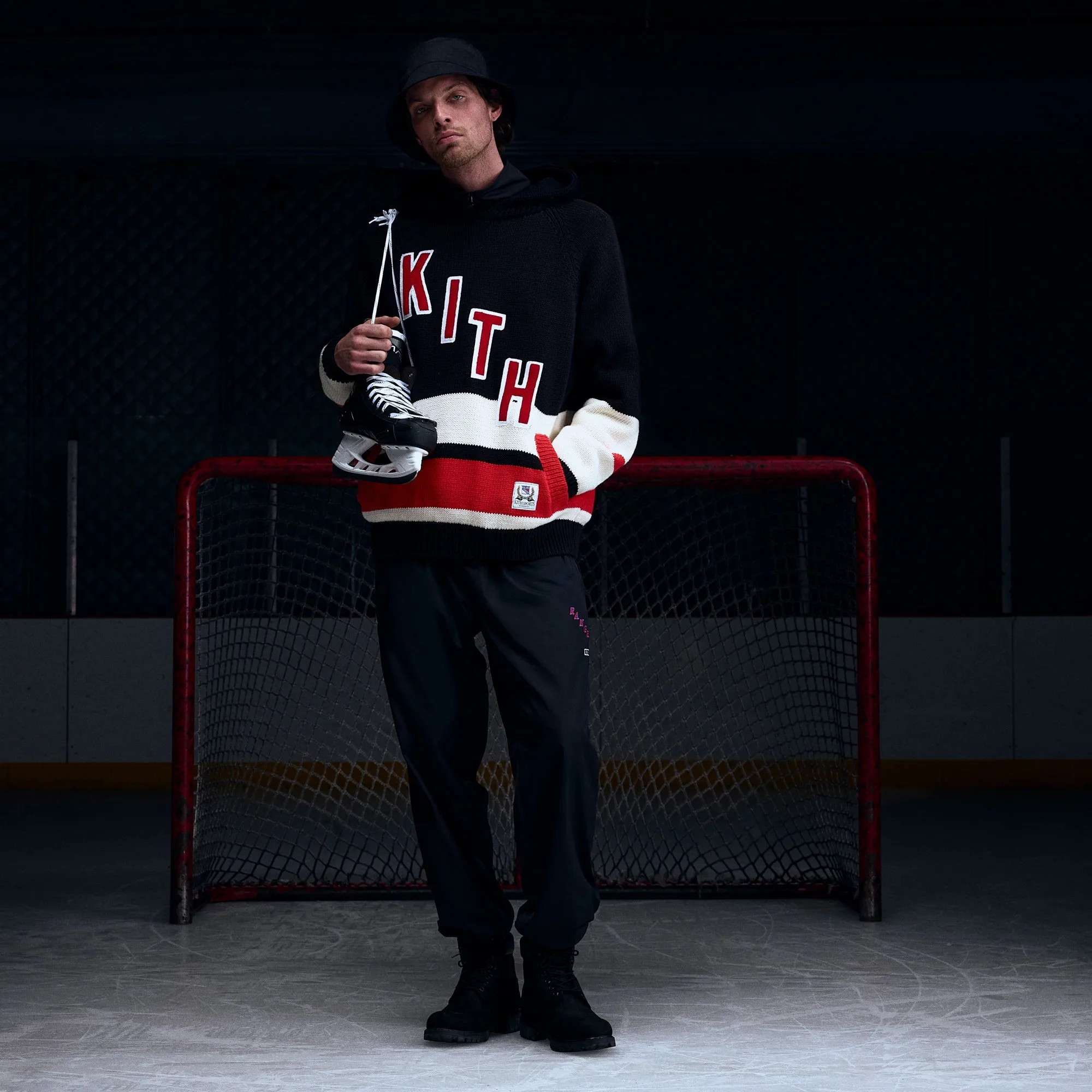 Kith for the New York Rangers Hooded Delk Sweater - Black sold by Kith product image thumbnail 2