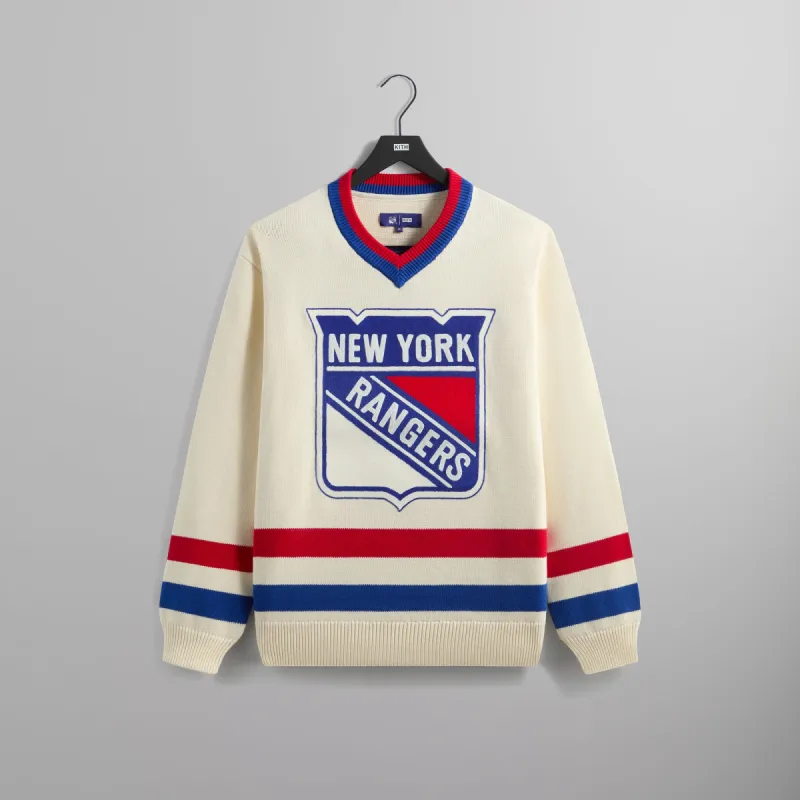 Kith for the New York Rangers V-Neck Lewis Sweater - Sandrift sold by Kith