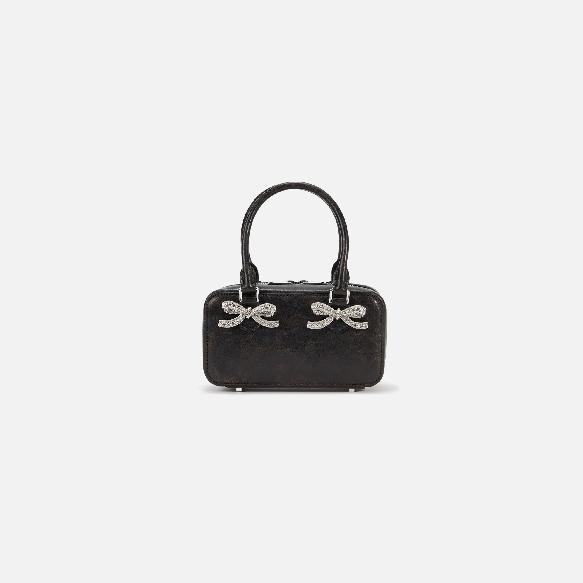 Self-Portrait Black Distressed Leather Mini Tote Bag - Black sold by Kith