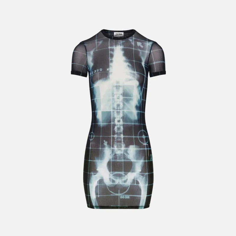Jean Paul Gaultier Mesh Crew Neck Short Dress - Squeletor Black sold by Kith