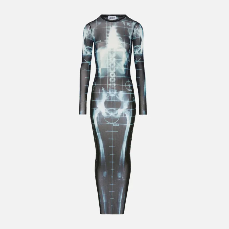 Jean Paul Gaultier Mesh Crew Neck Long Dress - Squeletor Black made by Jean Paul Gaultier