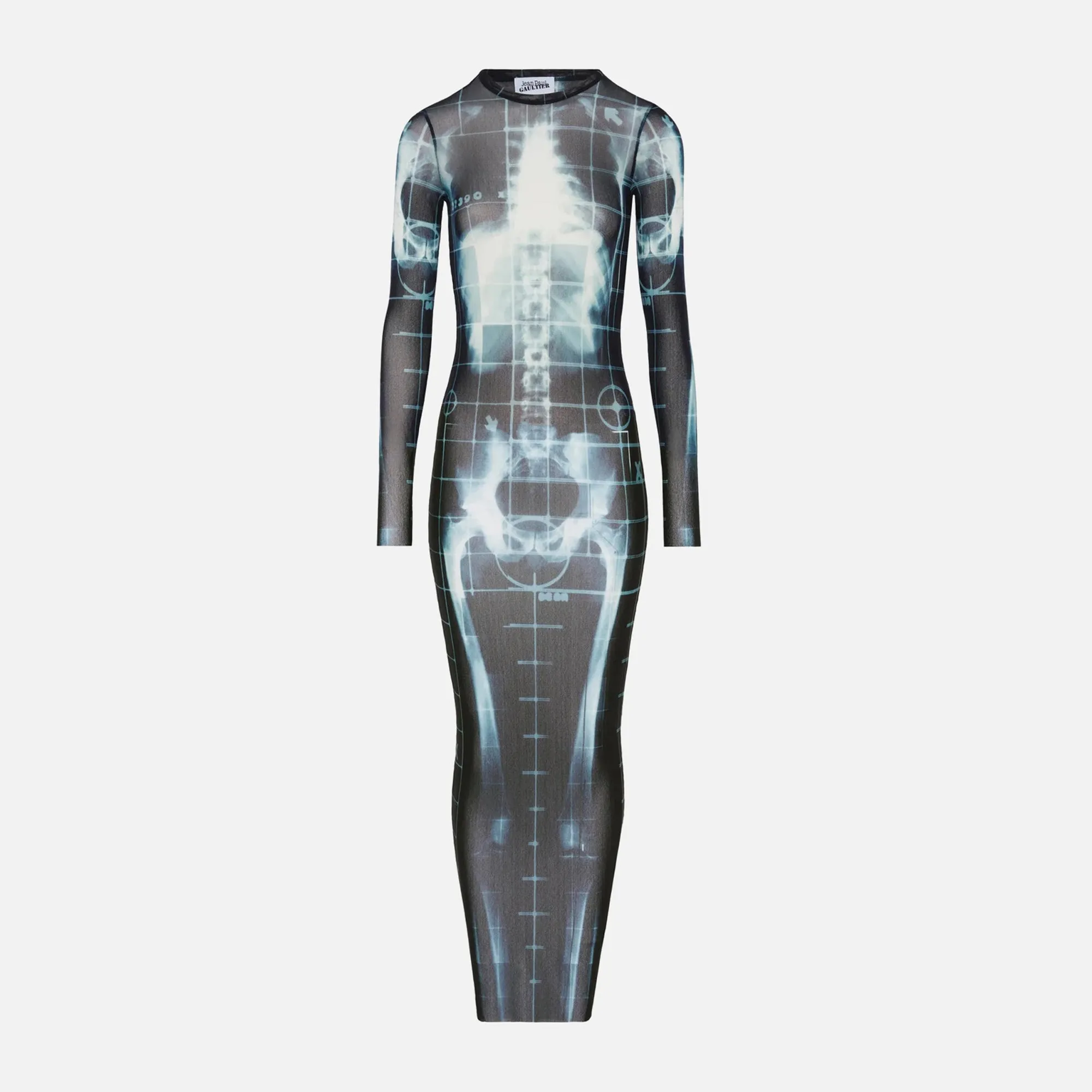 Jean Paul Gaultier Mesh Crew Neck Long Dress - Squeletor Black sold by Kith