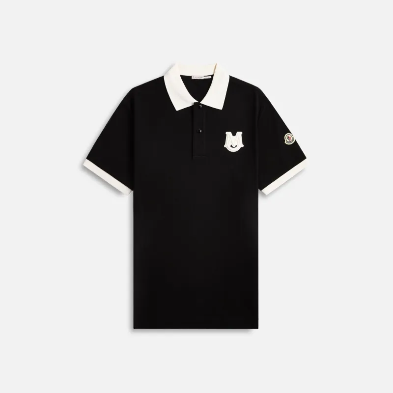 Moncler Cotton Pique Short Sleeve Polo - Black sold by Kith