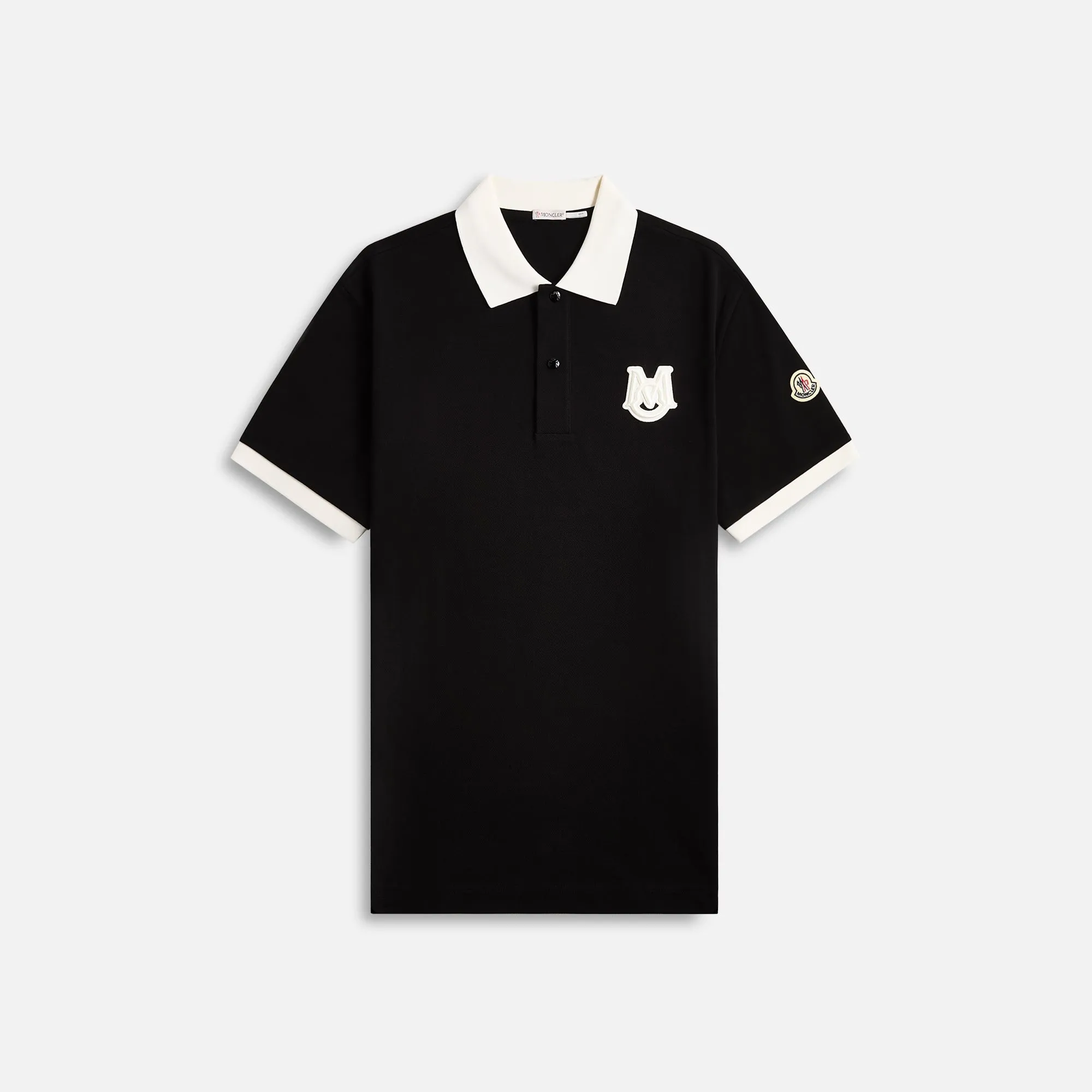 Moncler Cotton Pique Short Sleeve Polo - Black sold by Kith
