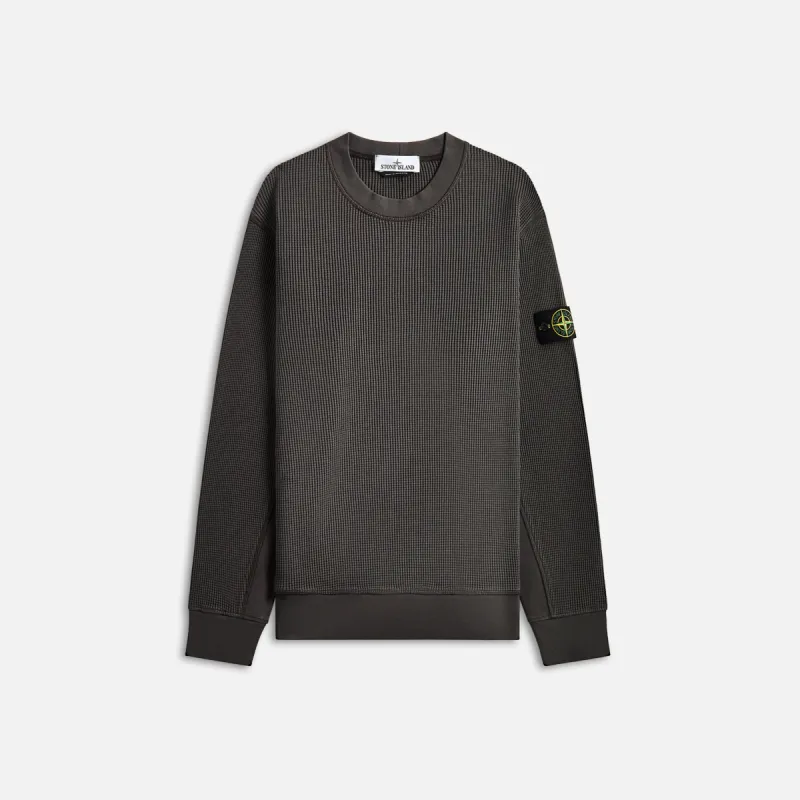 Stone Island Cotton Waffle Fleece Sweatshirt - Charcoal sold by Kith