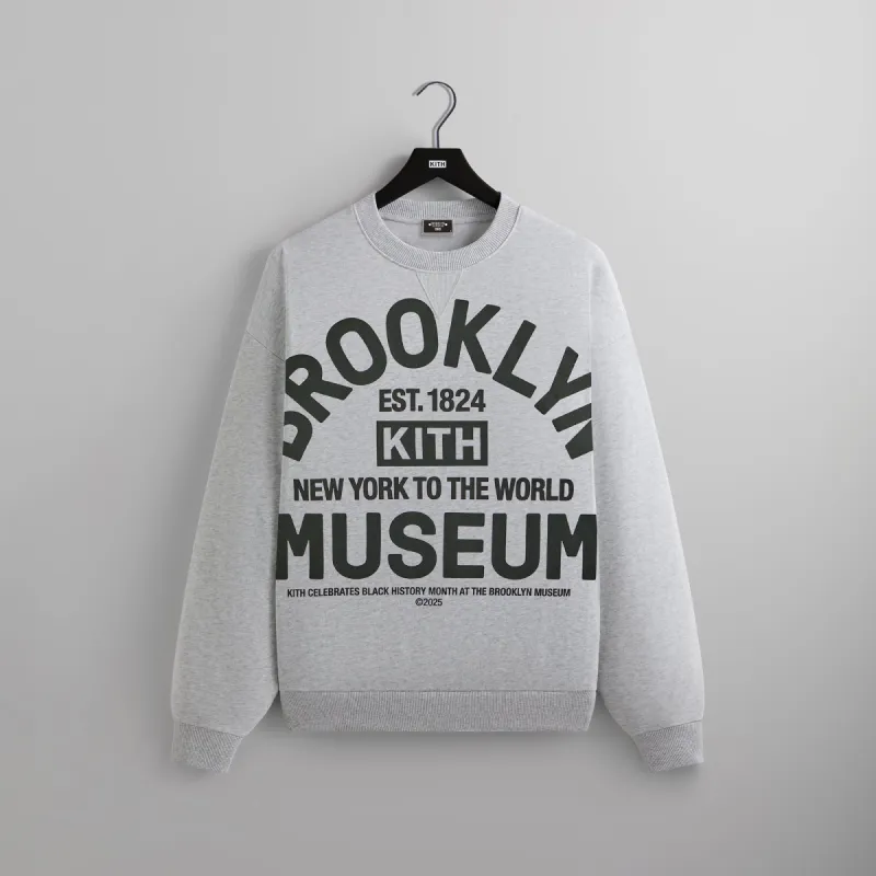 Kith for the Brooklyn Museum Collegiate Nelson Crewneck - Light Heather Grey sold by Kith