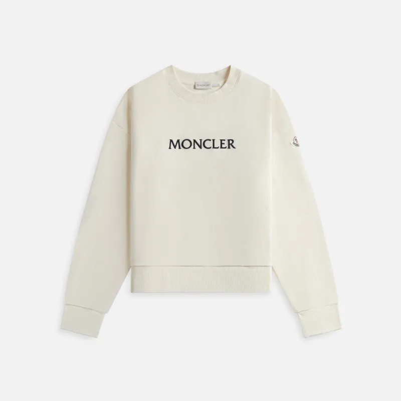 Moncler Embroidered Tonal Logo Cotton Sweatshirt - White sold by Kith