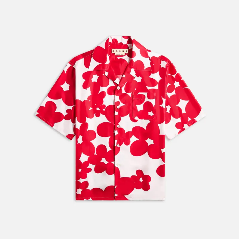 Marni Dillies Silk Camp Shirt - Crimson sold by Kith