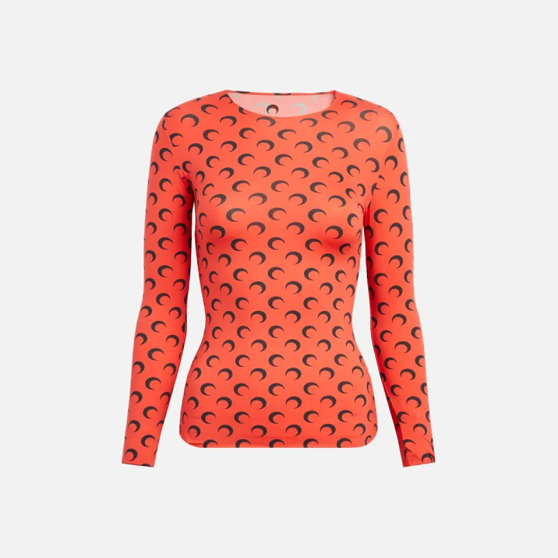 Marine Serre Recycled Moon Jersey Crewneck Top - Red sold by Kith