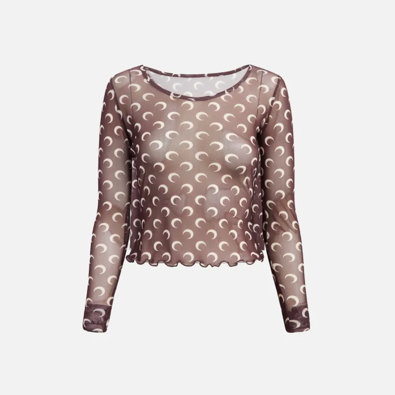 Marine Serre Recycled Mesh Flock Crop Top - Brown made by Marine Serre