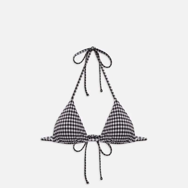 Frankies Bikinis Nick Seersucker Gingham Top - Blackberry Gingham sold by Kith