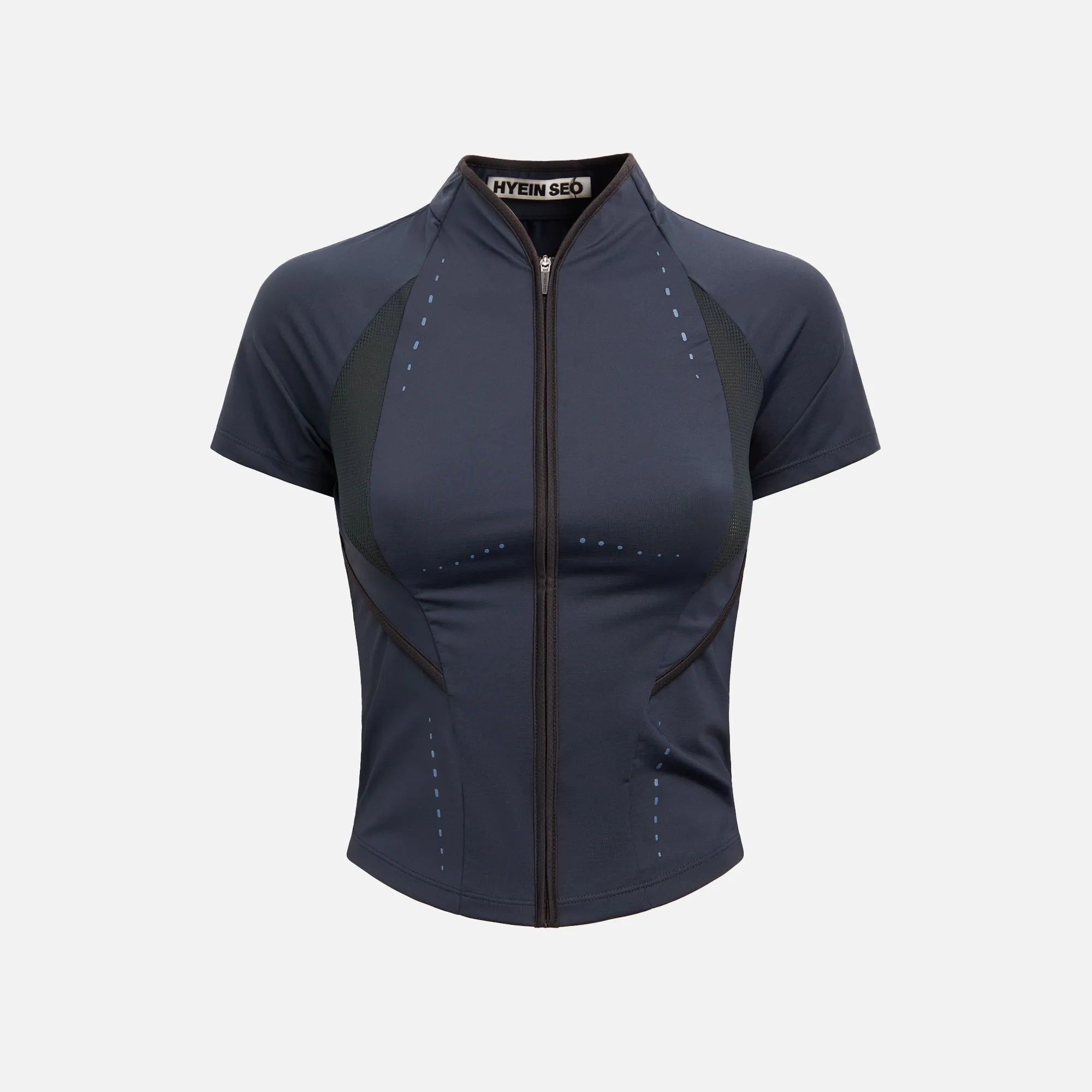 Hyein Seo Slashed Zip Top - Navy sold by Kith