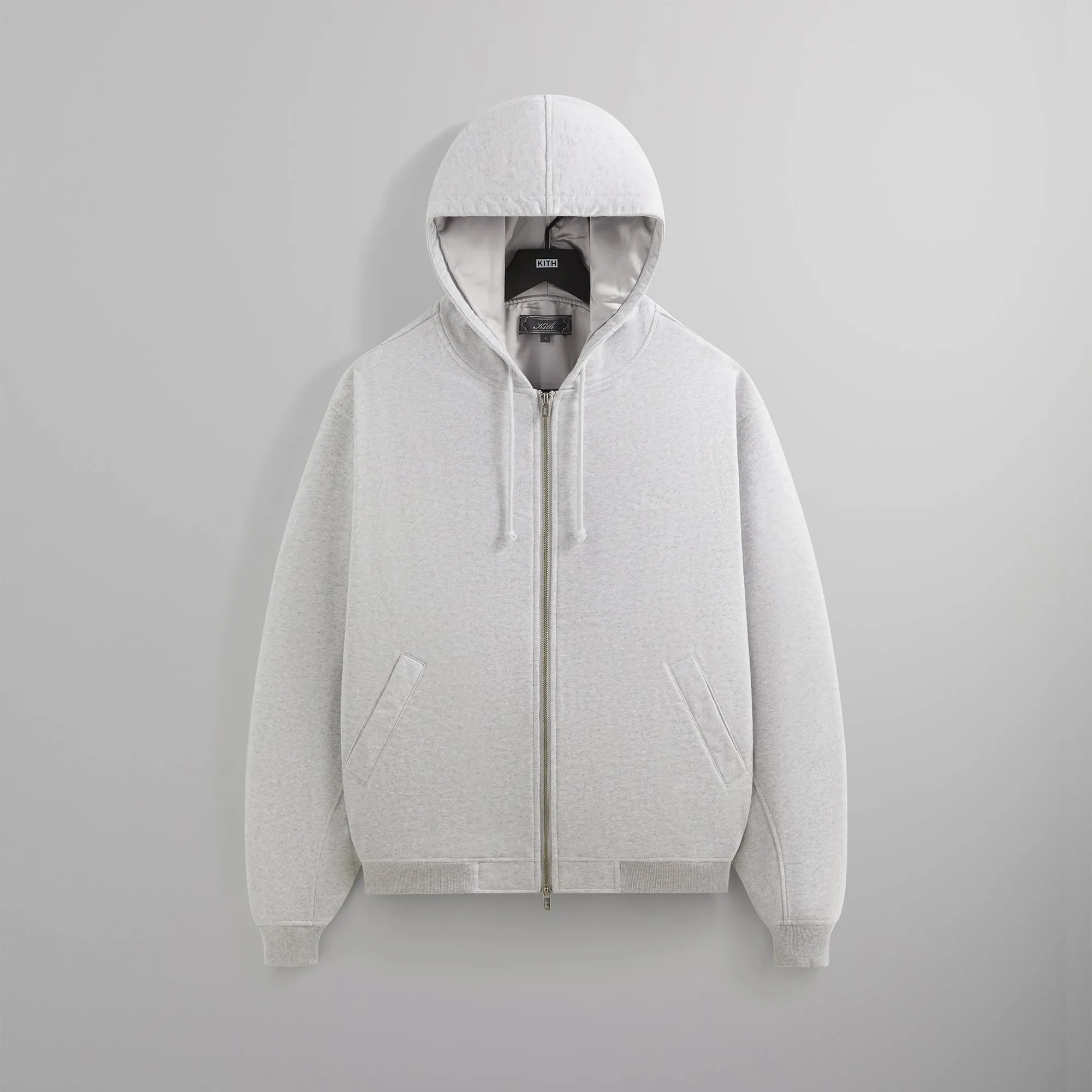 Kith Fleece Avery Hooded Bomber Jacket - Light Heather Grey sold by Kith