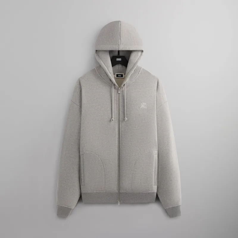 Kith Suede Fleece Nelson Full Zip Hoodie - Medium Heather Grey sold by Kith