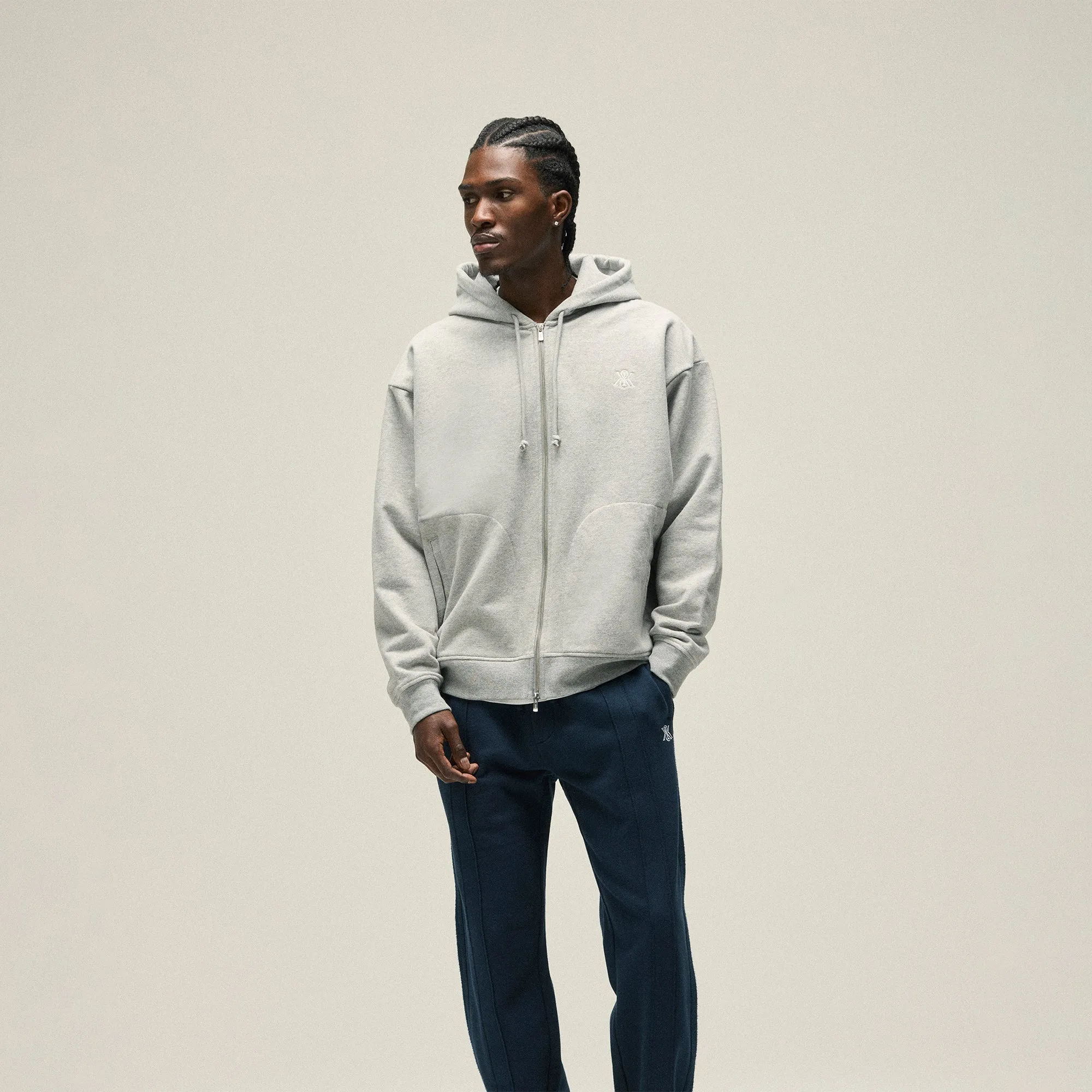 Kith Suede Fleece Nelson Full Zip Hoodie - Medium Heather Grey sold by Kith product image thumbnail 2
