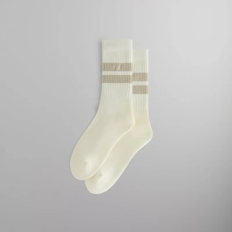 Kith Double Stripe Script Embroidered Cotton Crew Socks - Hallow made by Kith