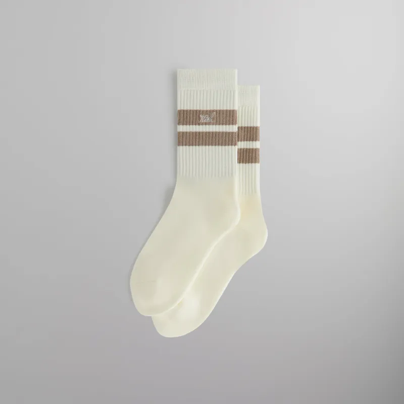 Kith Double Stripe Script Embroidered Cotton Crew Socks - Molecule made by Kith