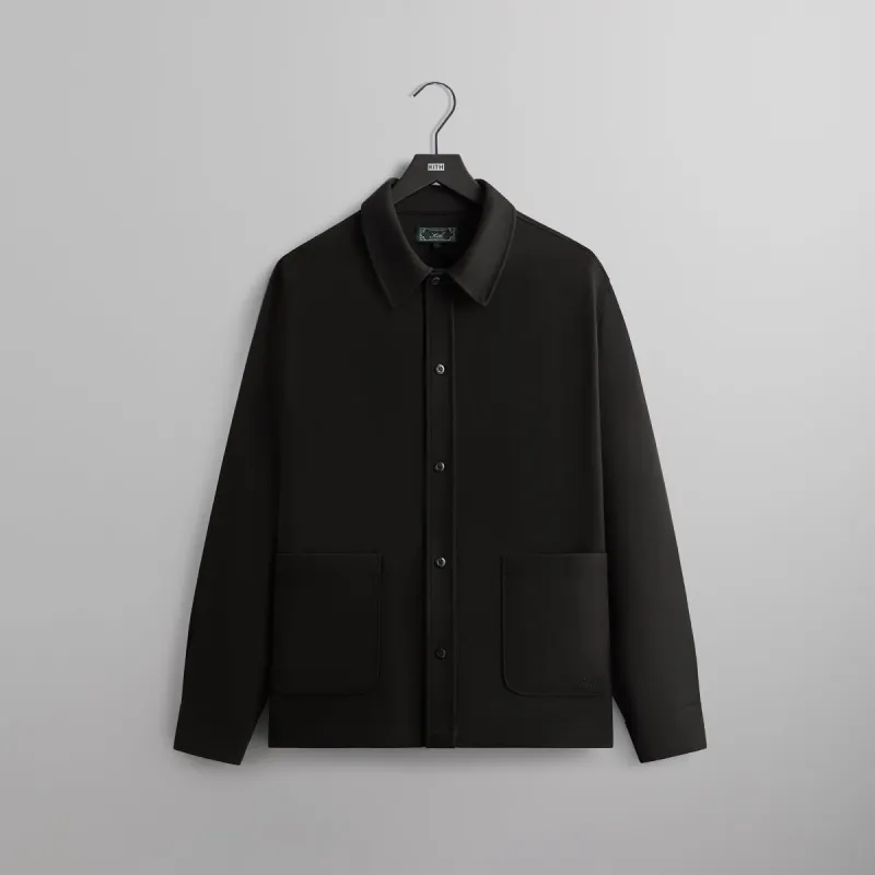 Kith Double Weave Boxy Collared Overshirt - Black sold by Kith