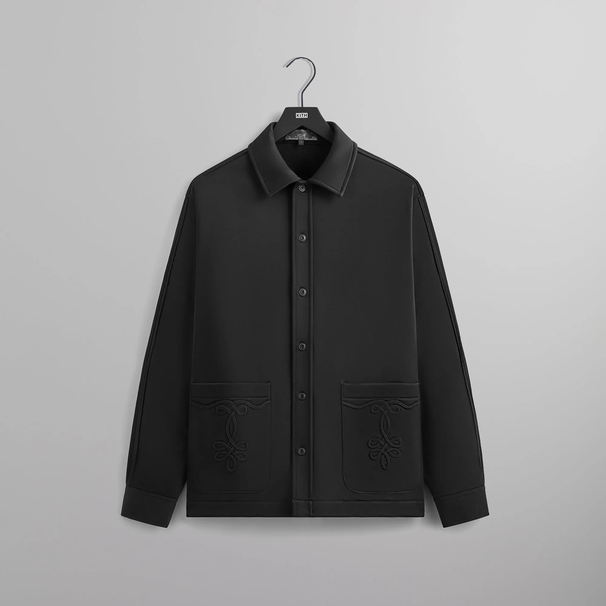 Kith Long Sleeve Boxy Collared Overshirt - Black sold by Kith